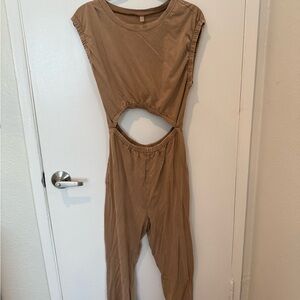 Free People Tan Sleeveless Jumpsuit